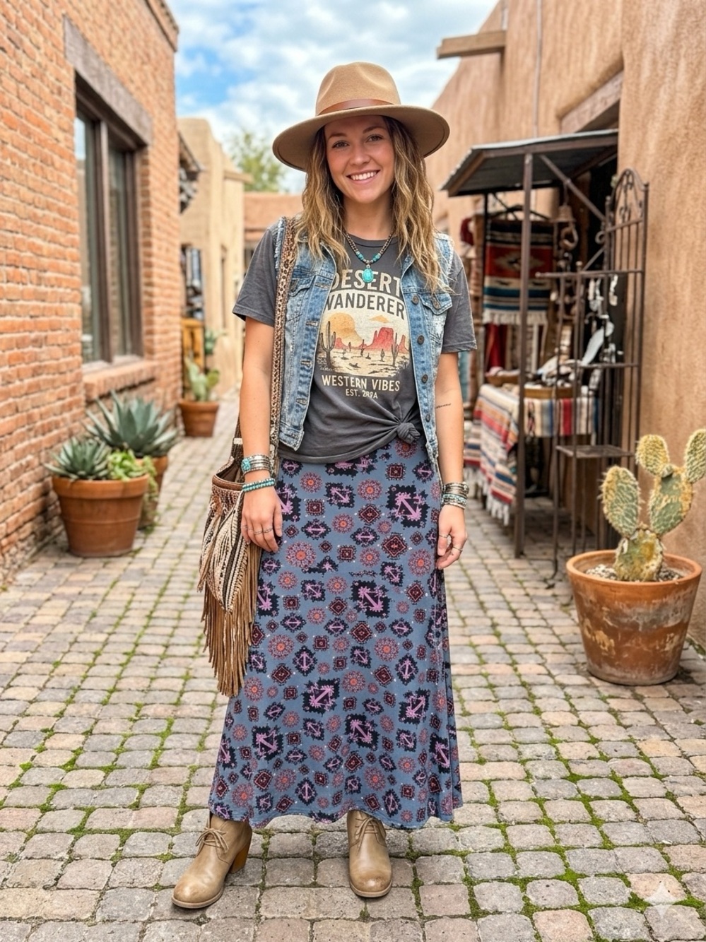 LuLaRoe SMALL Maxi Skirt Boho Coastal Cowgirl Blue Purple Pink Geometric Western